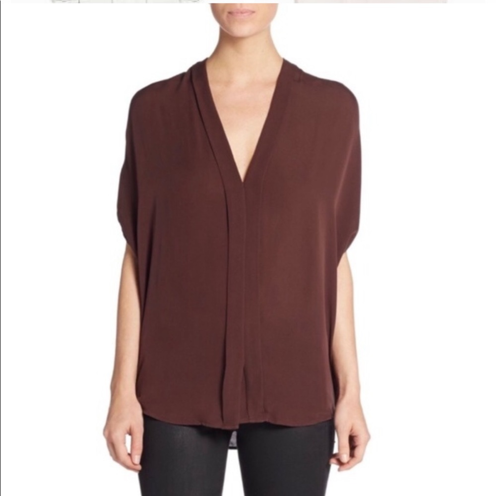 Vince cream chiffon sheer blouse